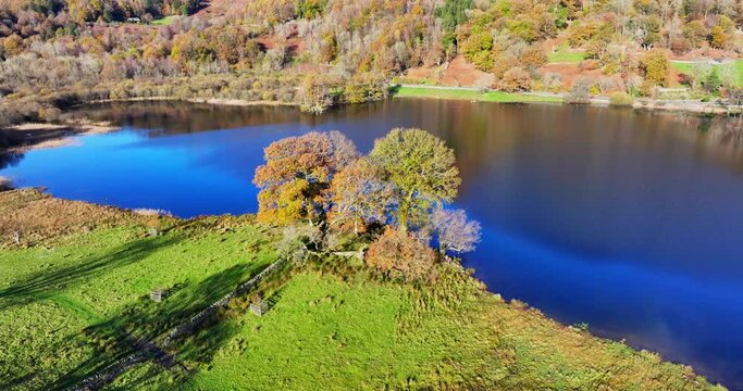 Majestic autumnal view of Lake Waters in Rydal, lake district area of United Kingdom. 
