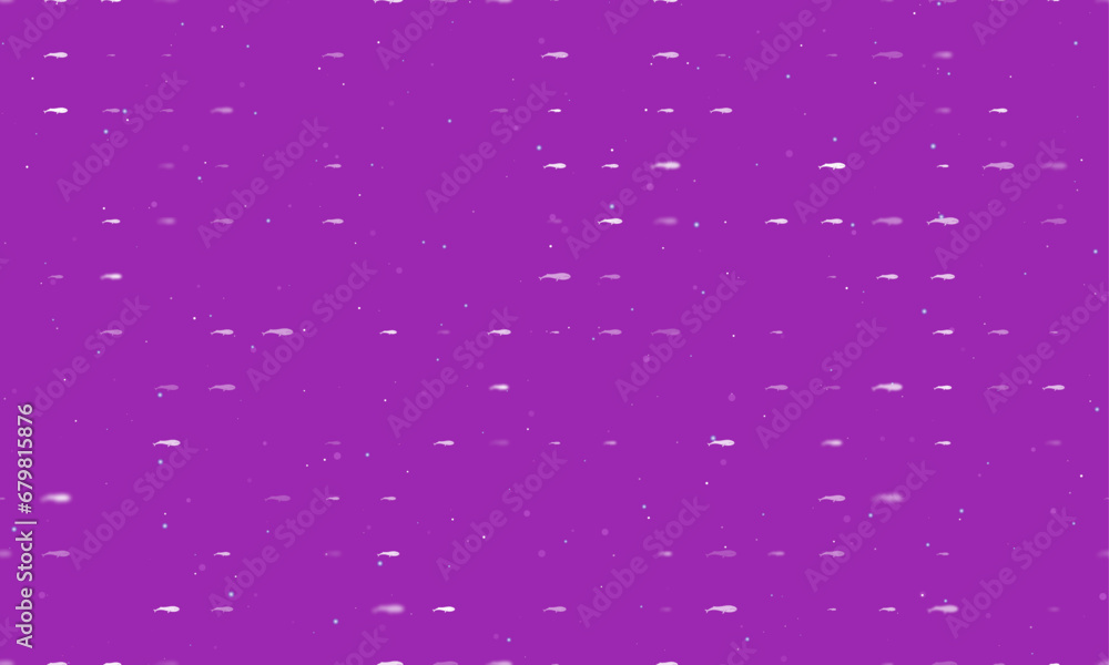 Poster seamless background pattern of evenly spaced white whale symbols of different sizes and opacity. vec