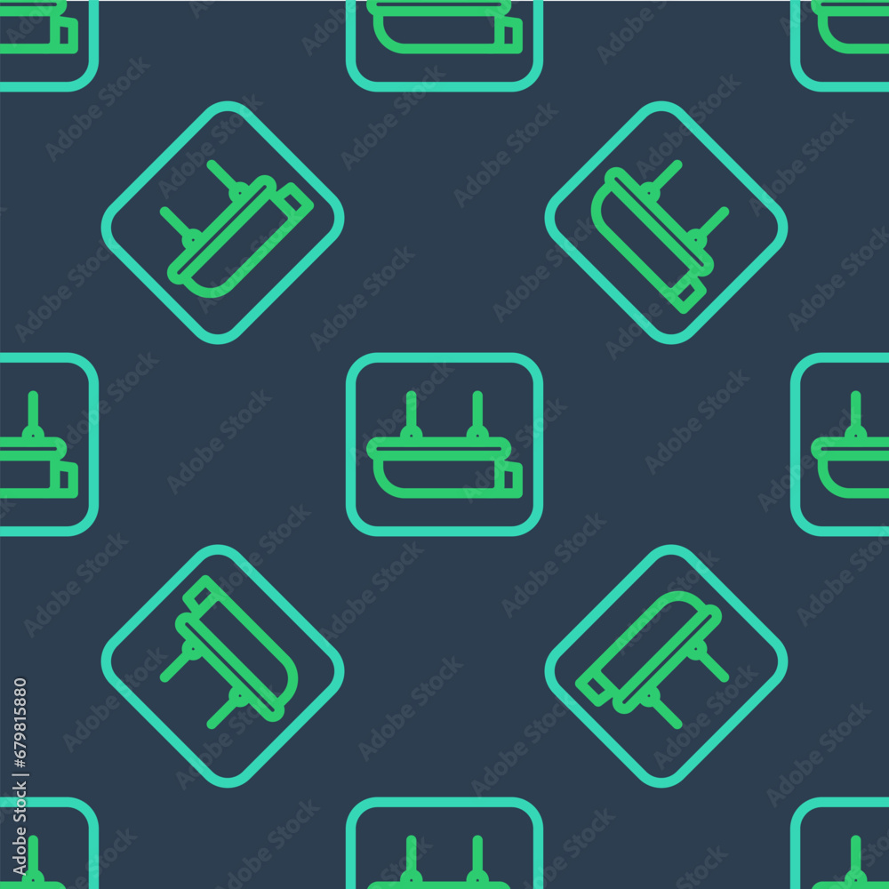 Sticker line lifeboat icon isolated seamless pattern on blue background. vector