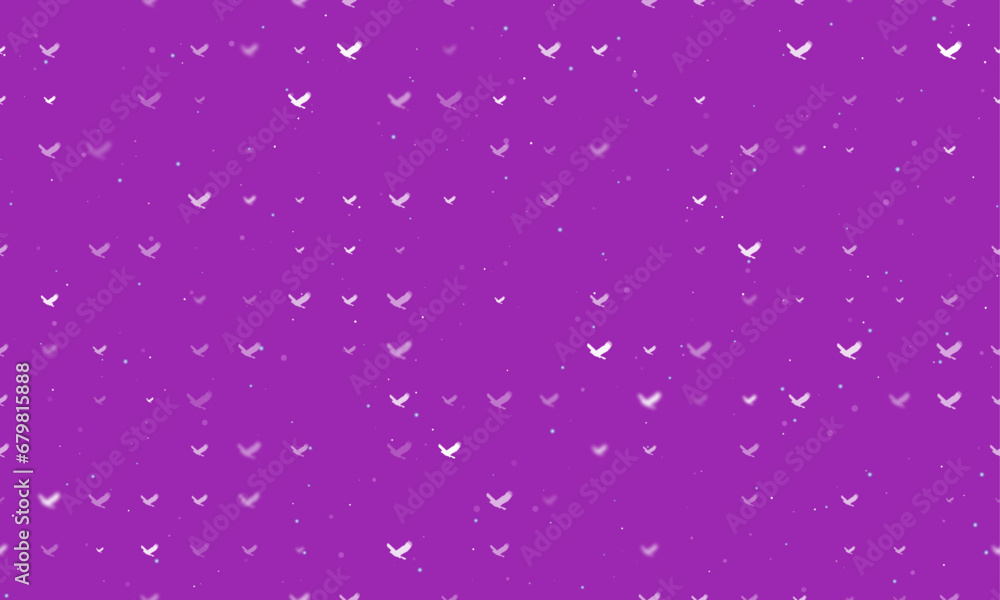 Poster seamless background pattern of evenly spaced white eagle symbols of different sizes and opacity. vec