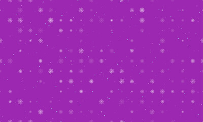 Seamless background pattern of evenly spaced white spider web symbols of different sizes and opacity. Vector illustration on purple background with stars