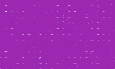 Seamless background pattern of evenly spaced white whale symbols of different sizes and opacity. Vector illustration on purple background with stars