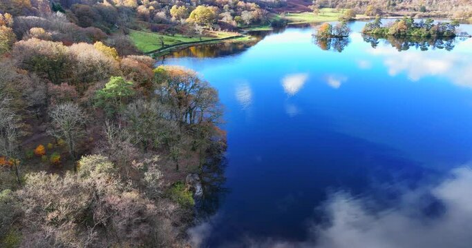 Majestic autumnal view of Lake Waters in Rydal, lake district area of United Kingdom. 