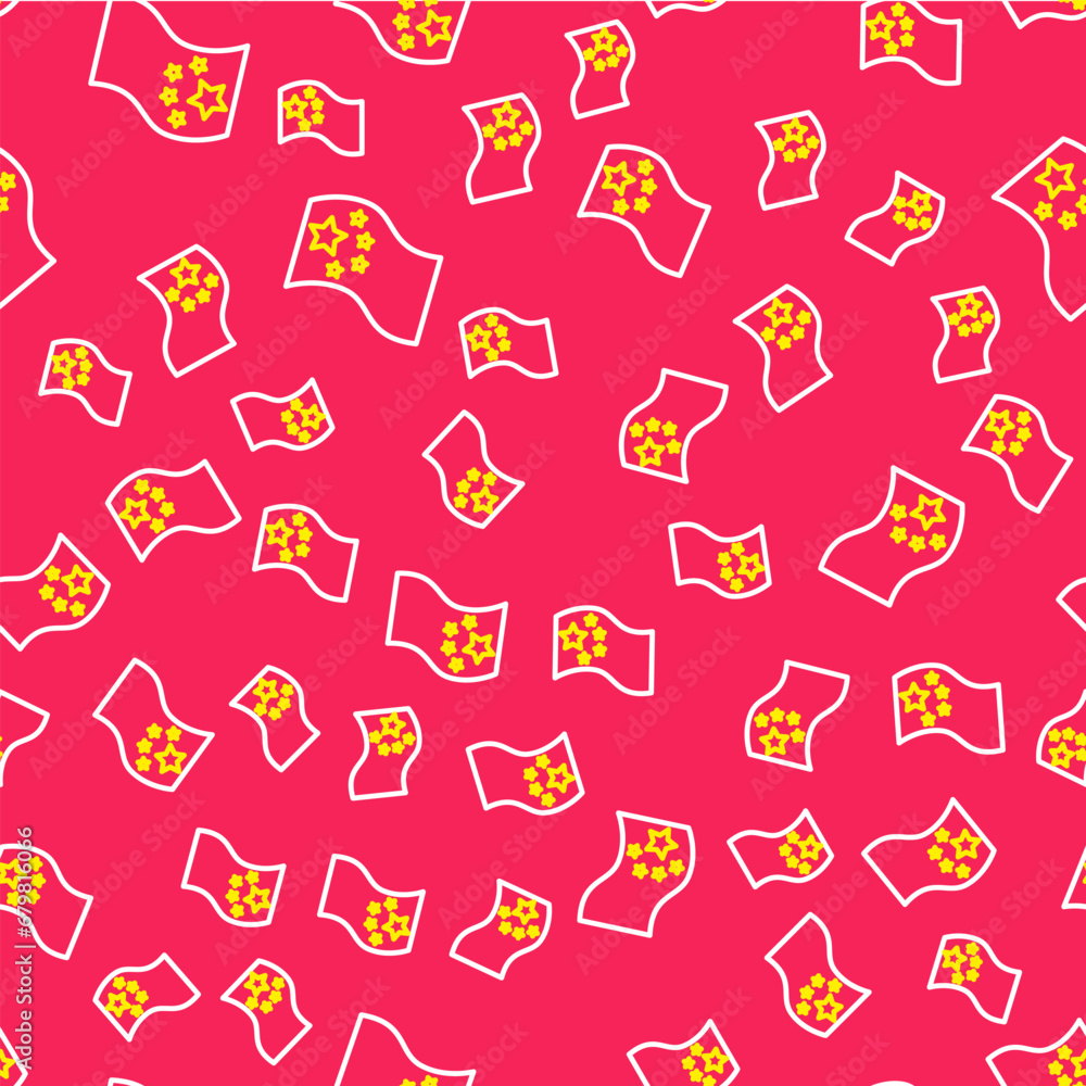 Poster line china flag icon isolated seamless pattern on red background. vector