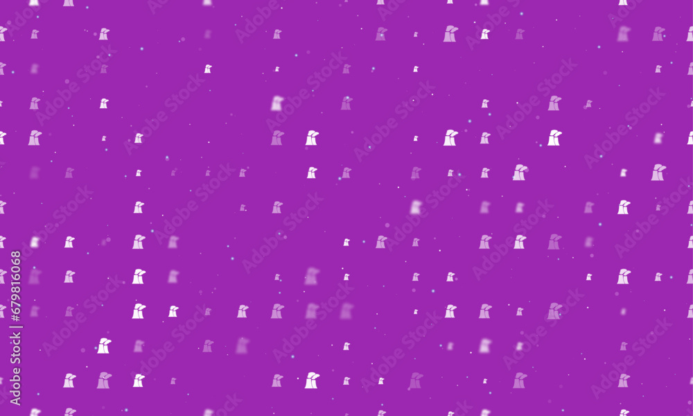 Poster seamless background pattern of evenly spaced white industrial pollution symbols of different sizes a