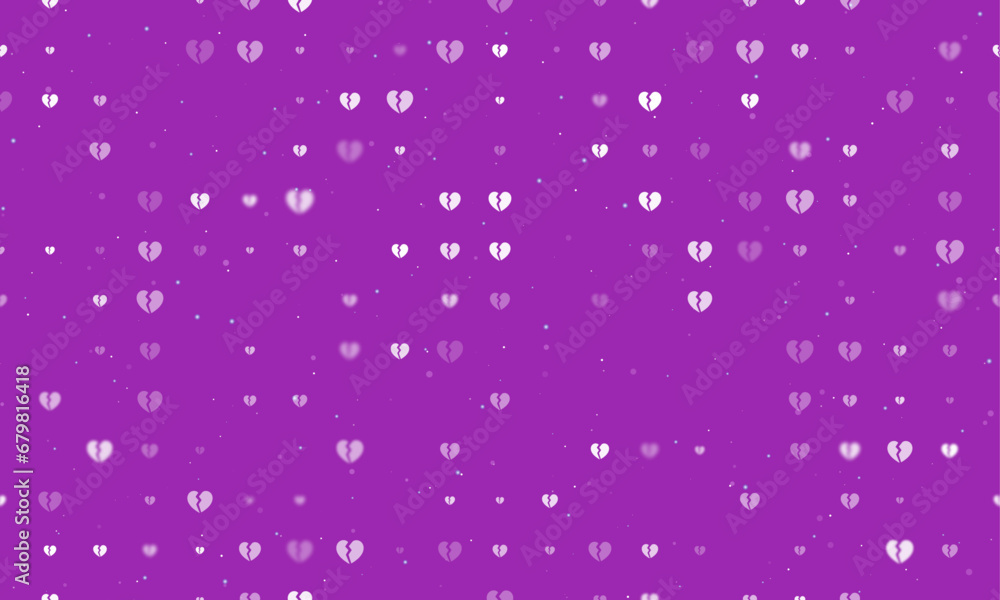 Aufkleber seamless background pattern of evenly spaced white broken heart symbols of different sizes and opaci