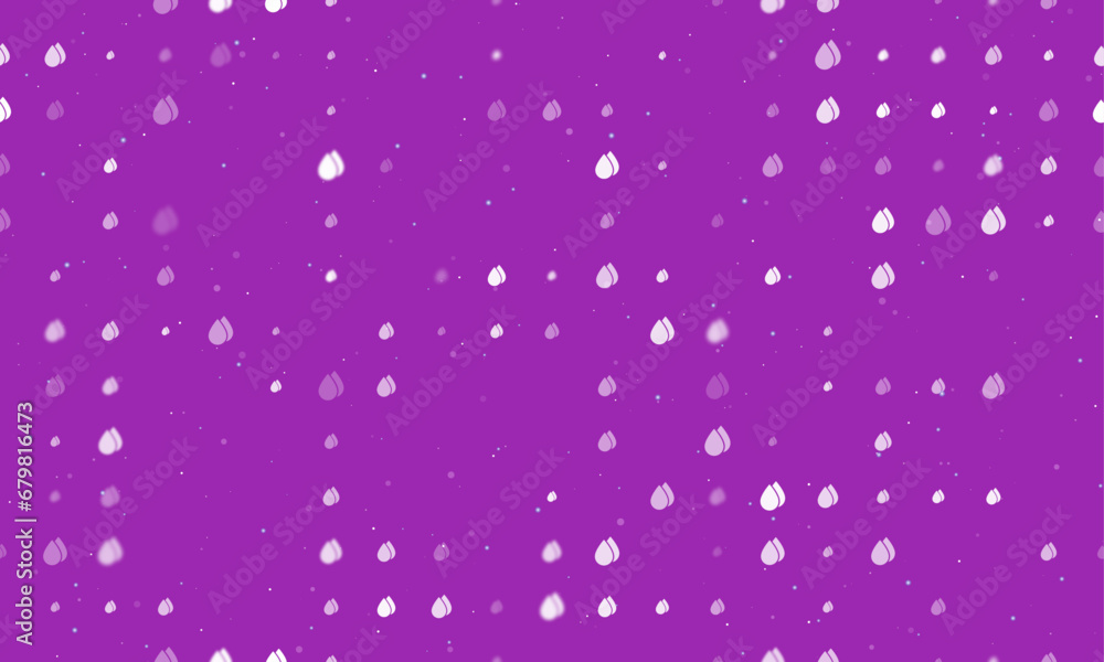 Poster seamless background pattern of evenly spaced white water drop symbols of different sizes and opacity