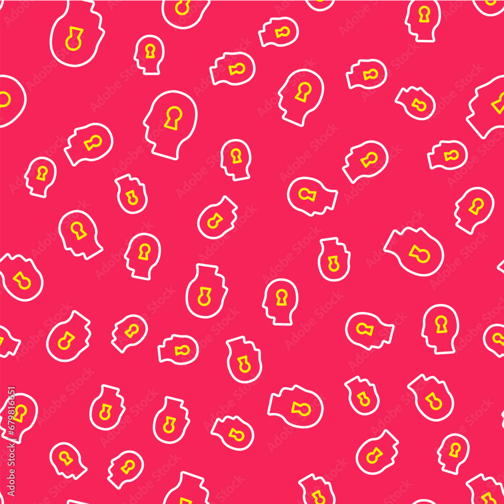 Aufkleber line solution to the problem in psychology icon isolated seamless pattern on red background. key. th