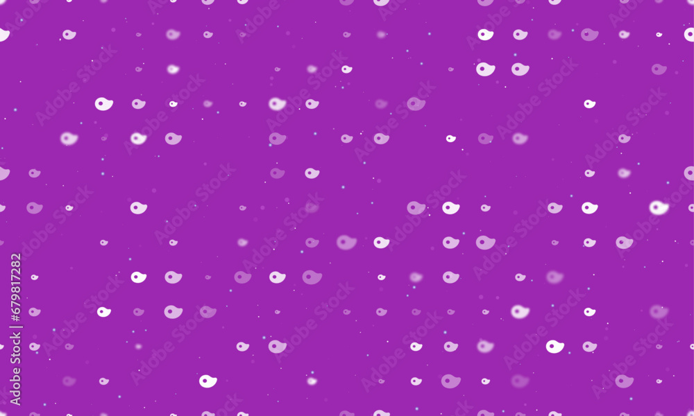 Poster seamless background pattern of evenly spaced white steak symbols of different sizes and opacity. vec