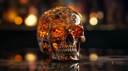Human resin skulls digital style mechanical figurine illustration picture AI generated art