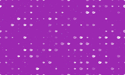 Seamless background pattern of evenly spaced white steak symbols of different sizes and opacity. Vector illustration on purple background with stars