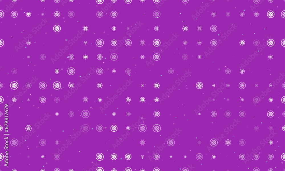 Poster seamless background pattern of evenly spaced white sushi roll symbols of different sizes and opacity
