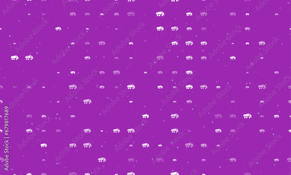 Aufkleber seamless background pattern of evenly spaced white truck symbols of different sizes and opacity. vec