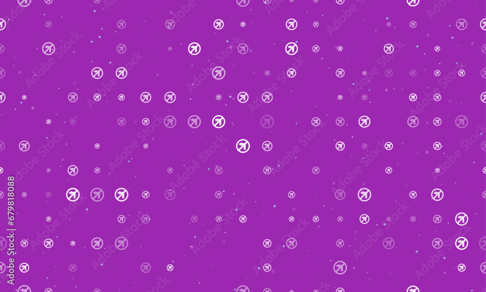 Poster seamless background pattern of evenly spaced white no left turn signs of different sizes and opacity