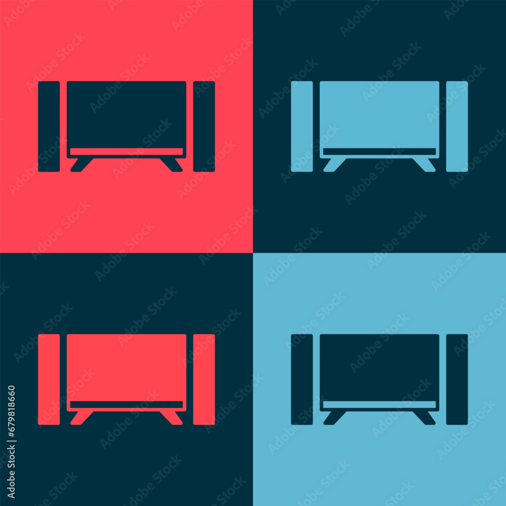 Sticker Pop art Smart Tv icon isolated on color background. Television sign. Vector