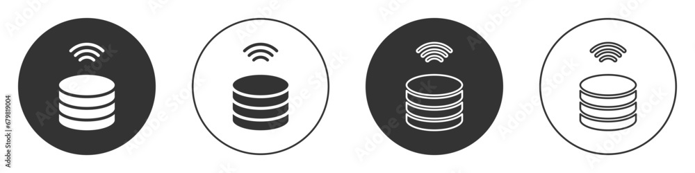 Poster black smart server, data, web hosting icon isolated on white background. internet of things concept 