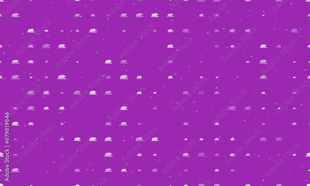 Aufkleber seamless background pattern of evenly spaced white wild bear symbols of different sizes and opacity.