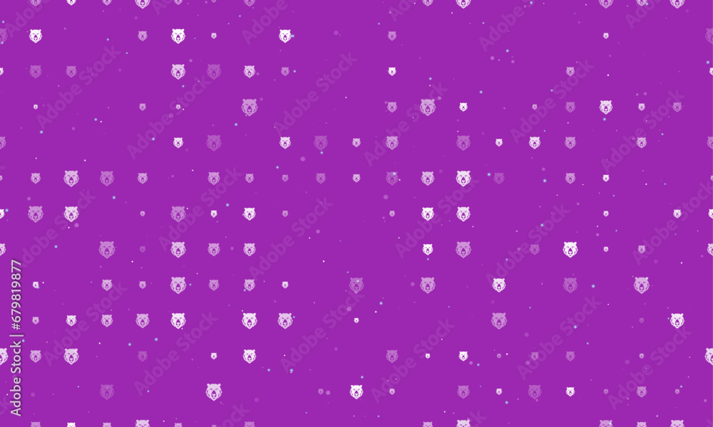 Aufkleber seamless background pattern of evenly spaced white bear head icons of different sizes and opacity. v
