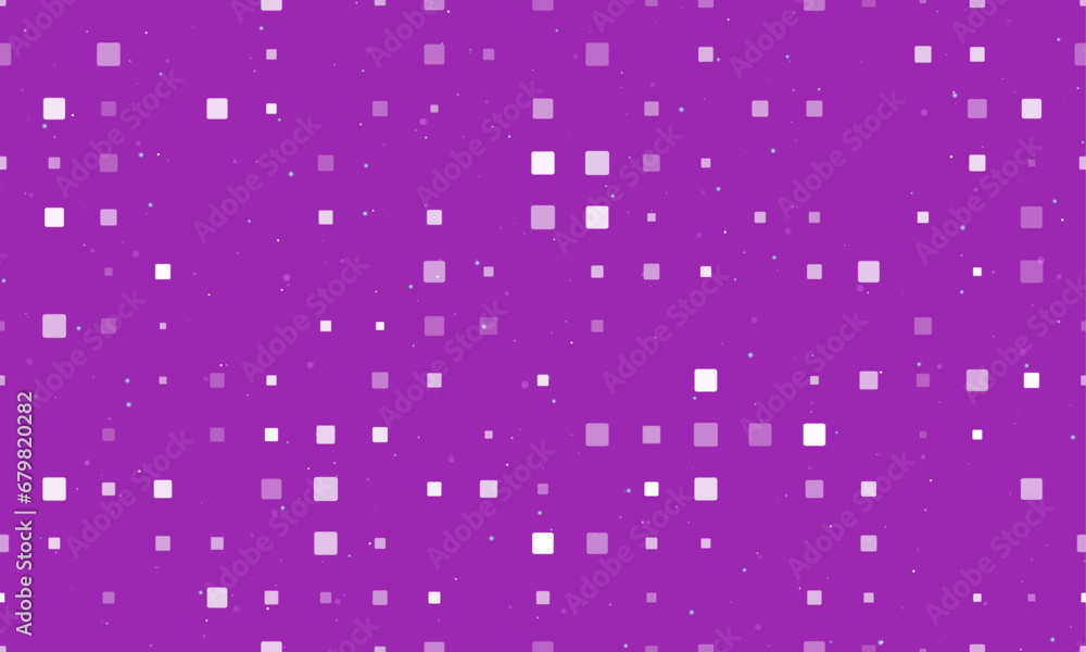 Poster seamless background pattern of evenly spaced white rounded square symbols of different sizes and opa