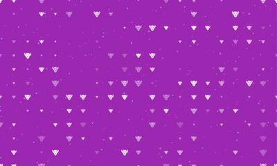 Seamless background pattern of evenly spaced white buffalo head symbols of different sizes and opacity. Vector illustration on purple background with stars