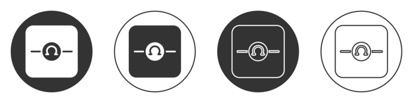 Black Ohmmeter icon isolated on white background. Circle button. Vector