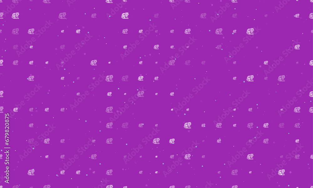 Poster seamless background pattern of evenly spaced white tiger symbols of different sizes and opacity. vec