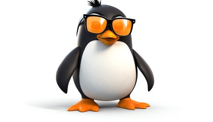 a penguin wearing glasses - obrazy, fototapety, plakaty