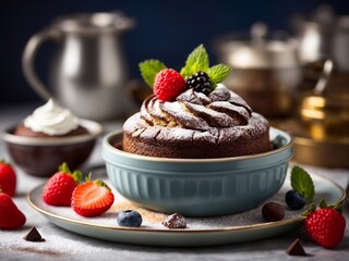 Delicious Cupcake and Fresh Strawberry Feast on a Plate