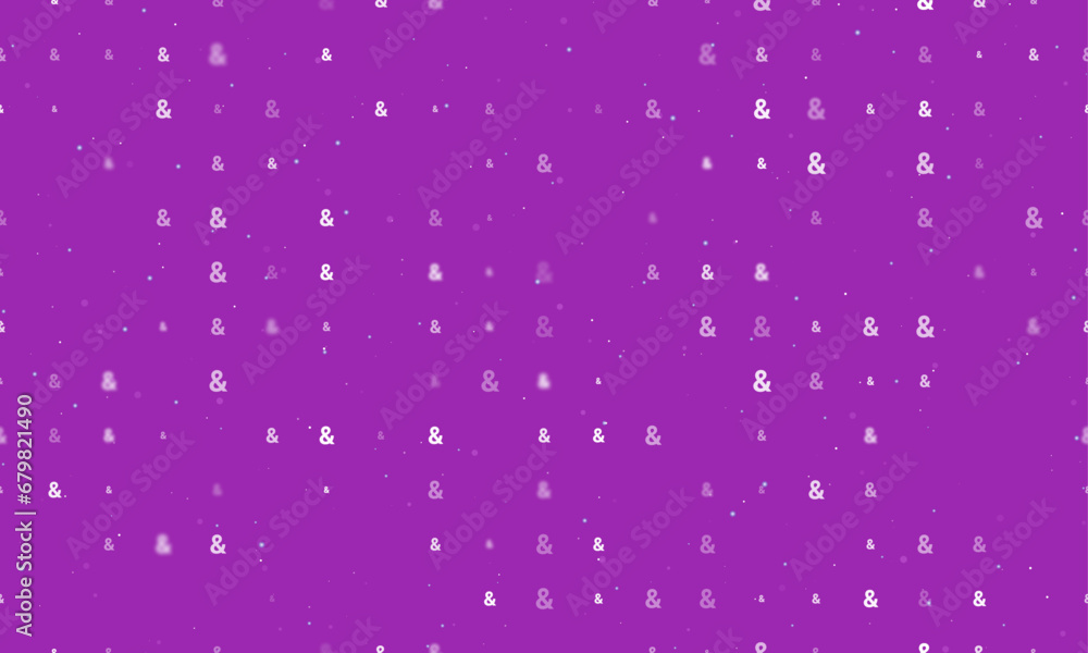 Fototapete seamless background pattern of evenly spaced white ampersand symbols of different sizes and opacity.