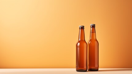 two brown bottles on a table