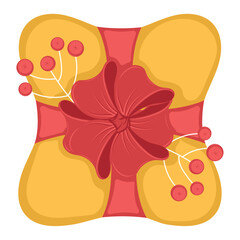 Colored wrapped christmas present icon Vector illustration