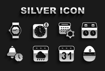 Set Calendar autumn, Time chess clock, Kitchen timer, Alarm, settings, Wrist watch and app mobile icon. Vector