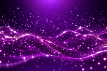 abstract purple background with glowing particles and lines. 3d rendering