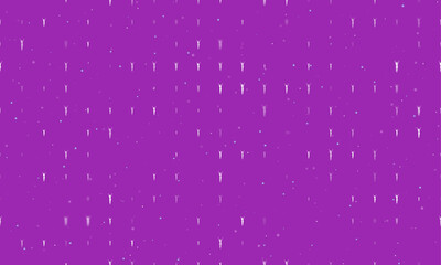 Seamless background pattern of evenly spaced white woman with hands up symbols of different sizes and opacity. Vector illustration on purple background with stars