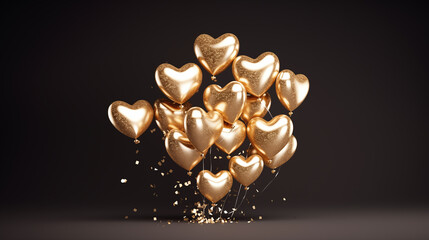 Golden balloons on a black background