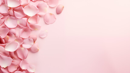 Fototapeta na wymiar Pink rose petals on pink background