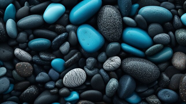 Indian stone with black teal rock gemstones photography image AI generated art