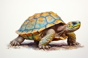 Fototapeta premium watercolor Turtle illustration with splash watercolor textured background