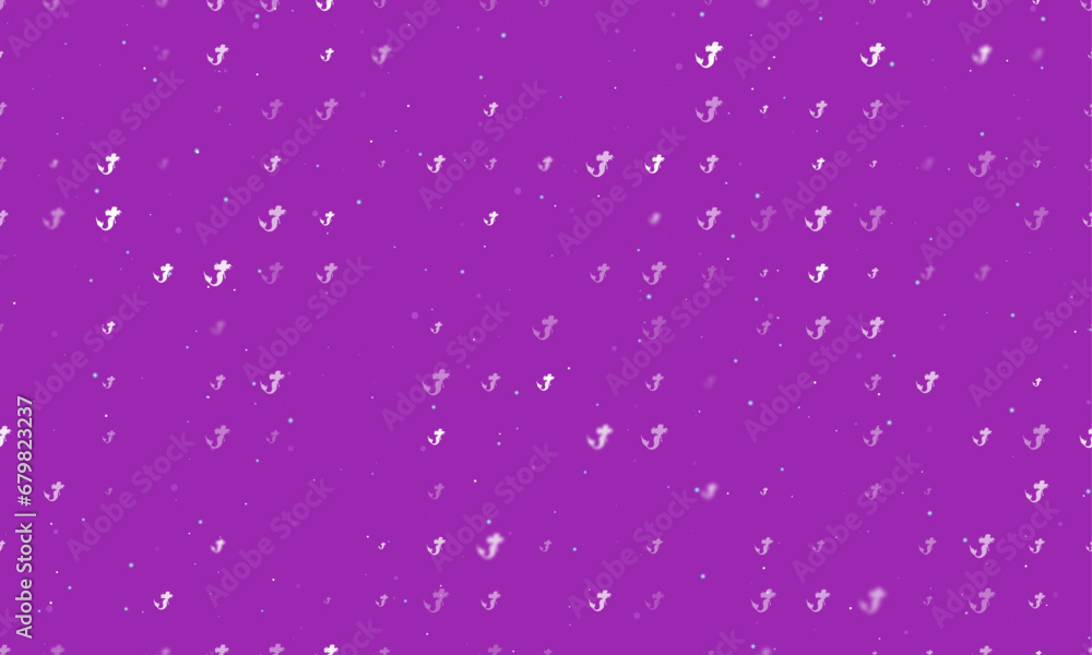 Aufkleber seamless background pattern of evenly spaced white mermaid symbols of different sizes and opacity. v