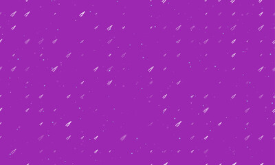 Seamless background pattern of evenly spaced white pliers symbols of different sizes and opacity. Vector illustration on purple background with stars