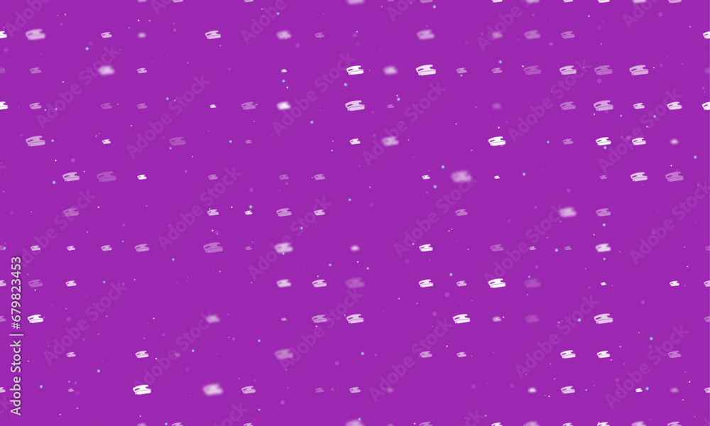Poster seamless background pattern of evenly spaced white sanding symbols of different sizes and opacity. v