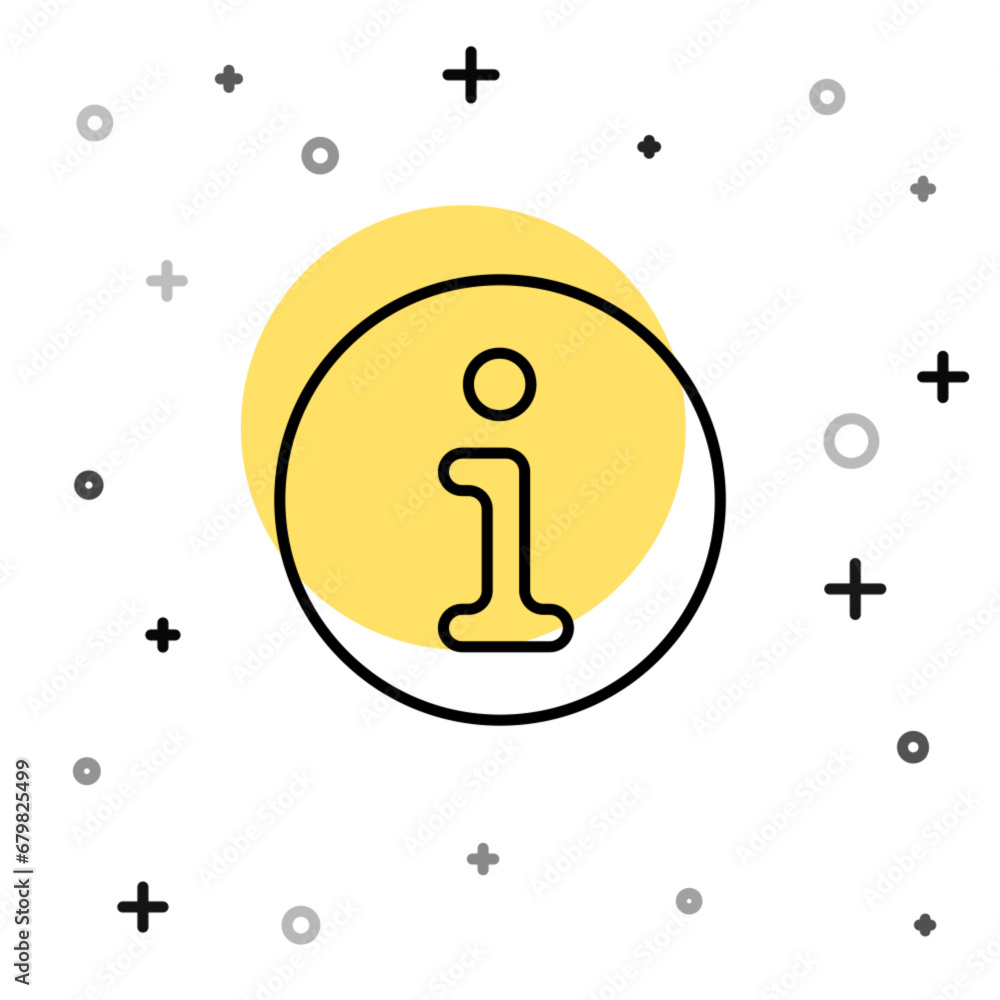Aufkleber black line information icon isolated on white background. random dynamic shapes. vector