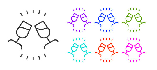 Obraz premium Black line Wine tasting, degustation icon isolated on white background. Sommelier. Smells of wine. Set icons colorful. Vector