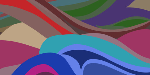 Abstract background with forming, colorful curved lines that overlap each other