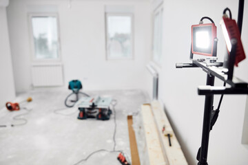 LED light equipment on a construction site.