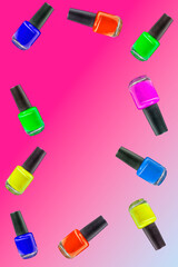 Nail polishes for design postcard, flyer, advertisement of nail salon, store