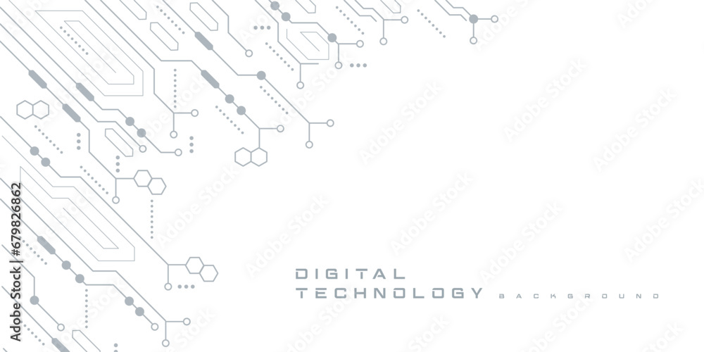 Wall mural digital technology futuristic internet network speed connection white background, cyber nano informa