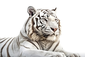 White tiger isolated on white background. Close up. 