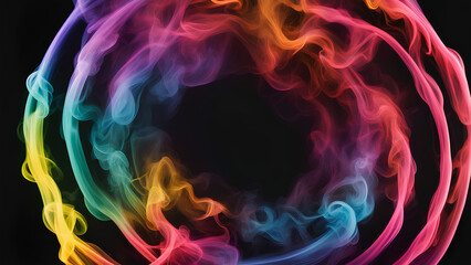 Abstract graphic black background of colourful smoke for graphical resources | Ai illustration