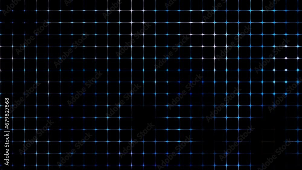 Fototapete Animated abstract technology dark background random dots and grid 4K. Looping footage
